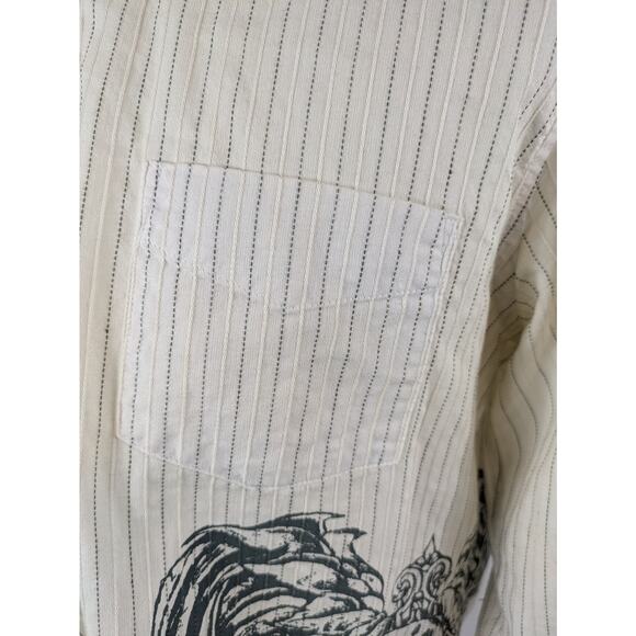 Counter Intelligence Men's L Shirt Button Up Long Sleeve Graphic Urban White Top - Picture 8 of 13